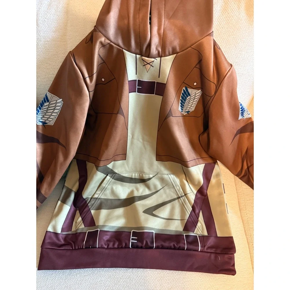 Attack on Titan Scouts Regiment Kids Hoodie Brown Anime Cosplay Pullover Large